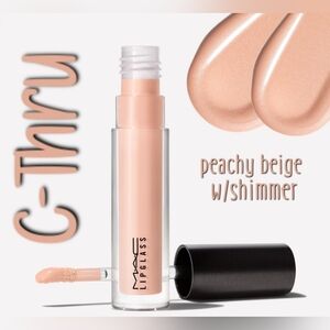 MAC Cosmetics Lipglass C-Thru Peachy Beige Shimmer Brand New in Box Authentic